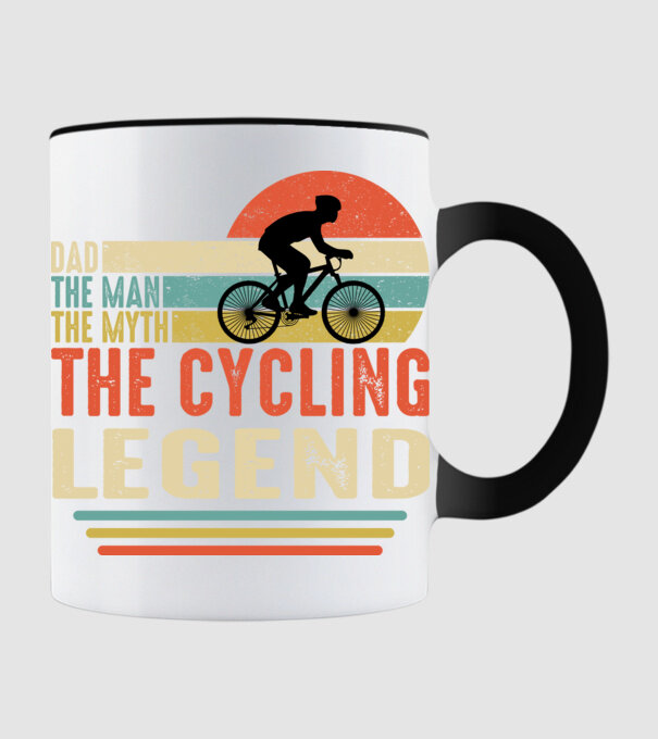 Dad the man, the myth, the cycling legend model negru pe tricou