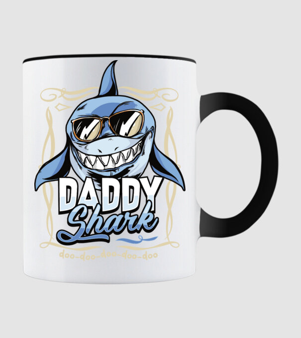 Daddy Shark model negru pe tricou