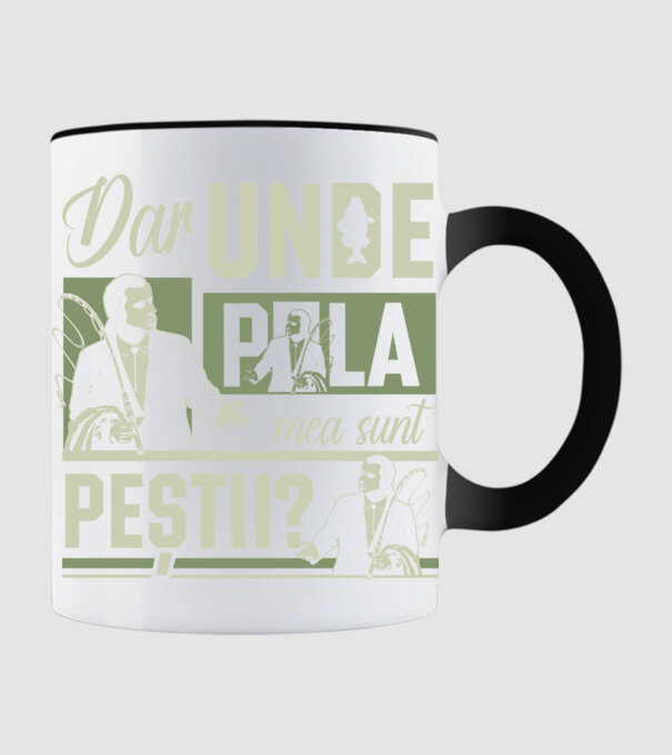 Dar unde p la mea sunt peștii model negru pe tricou