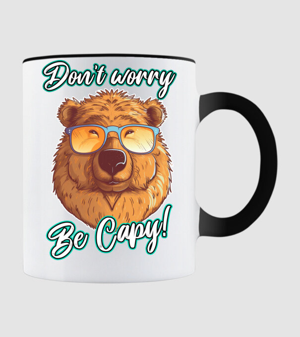 Don't worry be Capy model negru pe tricou