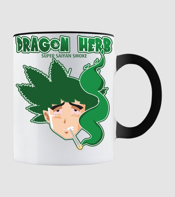 dragon herb smoke model negru pe tricou