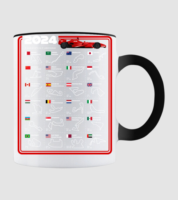F1 calendar 2024 model negru pe tricou