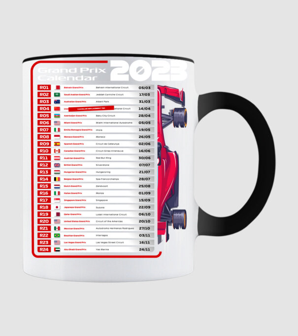 F1 Calendar TBA model negru pe tricou