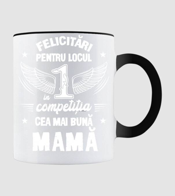Felicitări pentru locul 1 în competiția Cel mai bun tată! model negru pe tricou