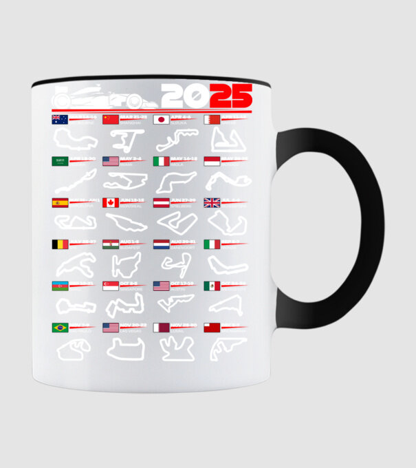 F1 calendar 2025 negru model negru pe tricou