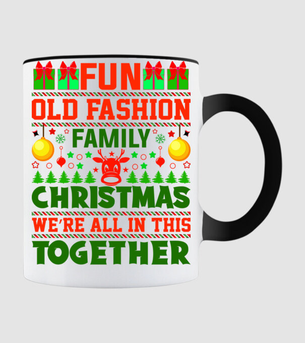 fun old fashion family christmas model negru pe tricou
