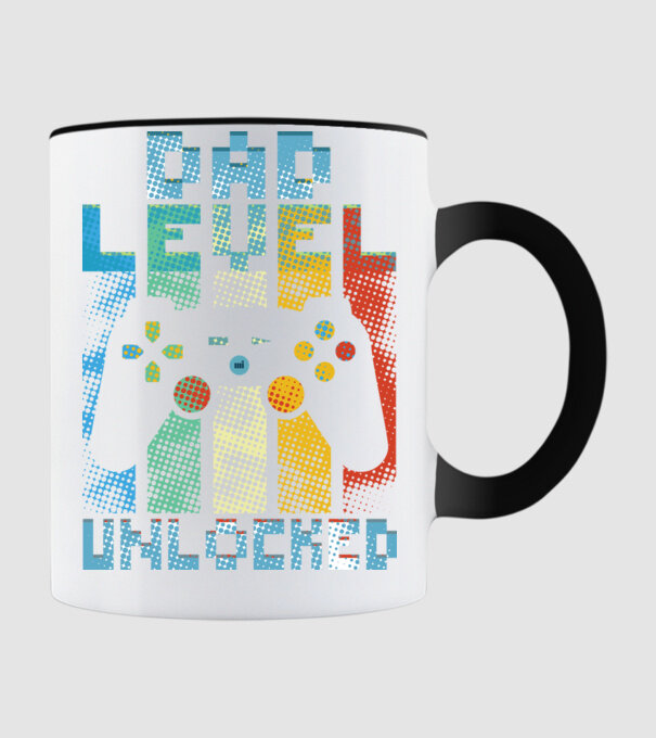 Gamer Dad level unlocked model negru pe tricou