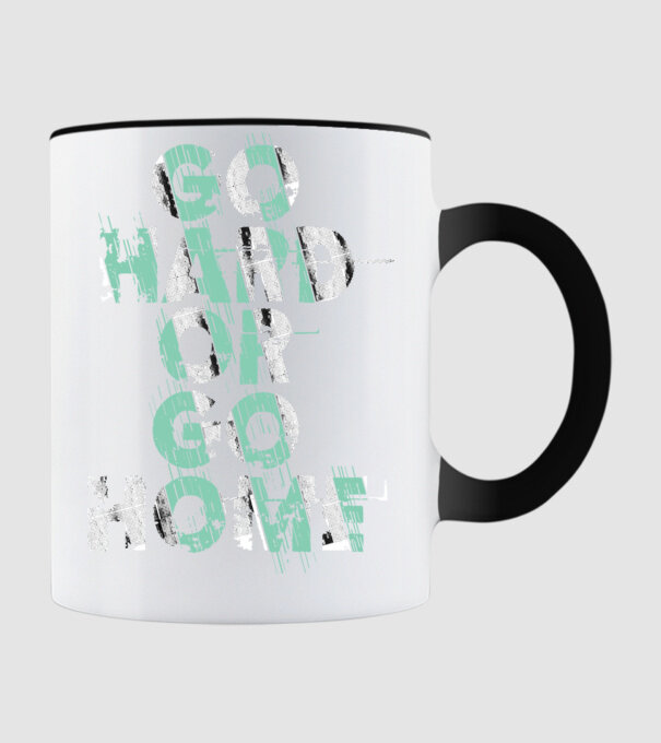 Go Hard or Go Home model negru pe tricou