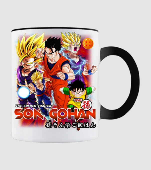 gohan dragonball model negru pe tricou