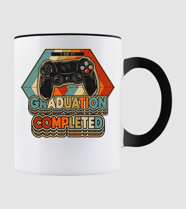 Graduatuion completed retro model negru pe tricou