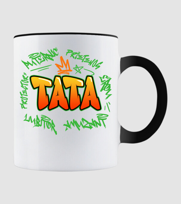Graffiti tata model negru pe tricou