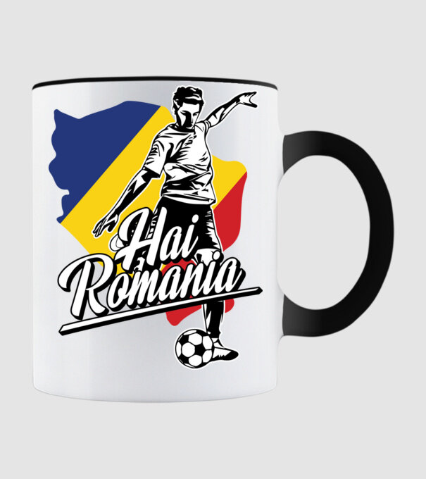 Hai romania fotbal model negru pe tricou