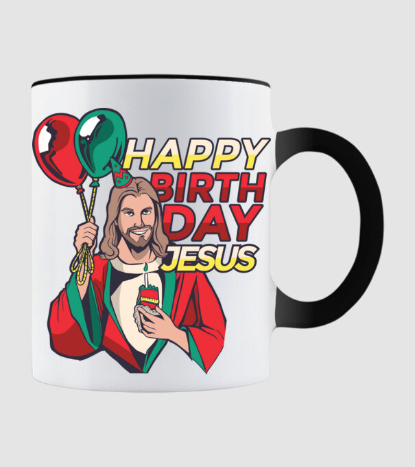 Happy Birtday Jesus! model negru pe tricou