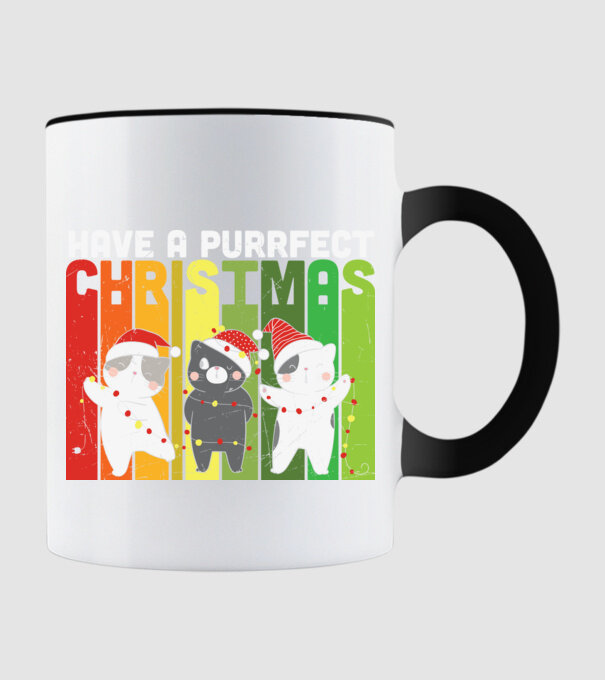 Have a purrfect christmas model negru pe tricou