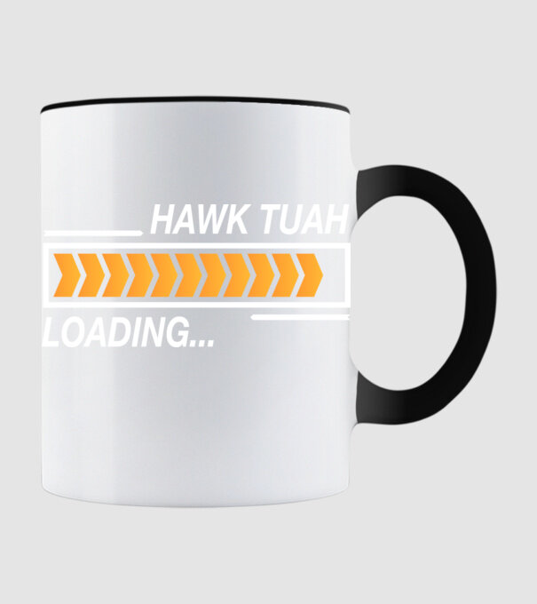 Hawk tuah loading model negru pe tricou