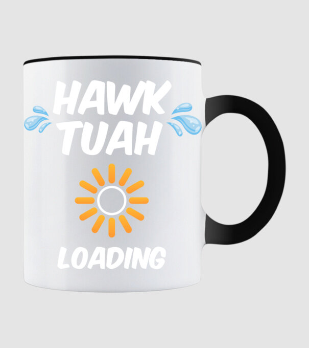 Hawk Tuah loading raindrop model negru pe tricou