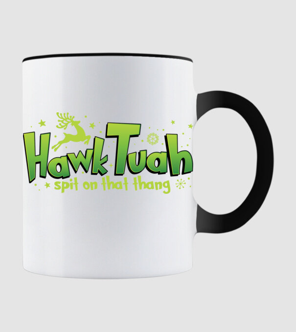 Hawk tuah xmas model negru pe tricou