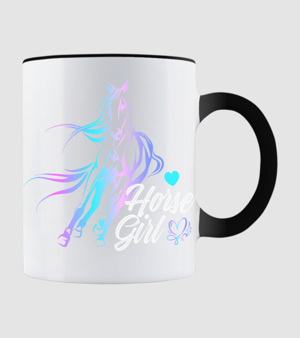 Horse girl 2 model negru pe tricou