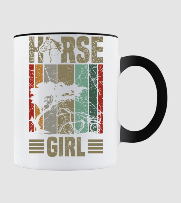 Horse girl model negru pe tricou
