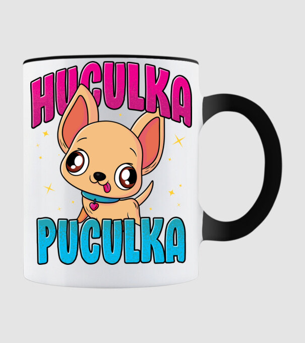 Huculka Puculka chivava model negru pe tricou