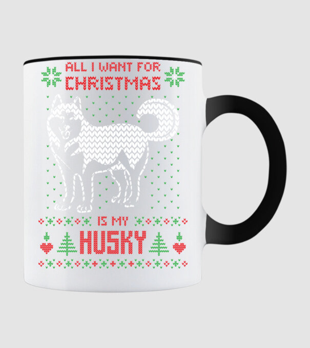 Husky model negru pe tricou