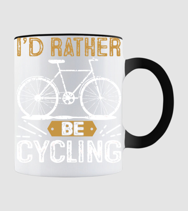 I'd rather be cycling model negru pe tricou