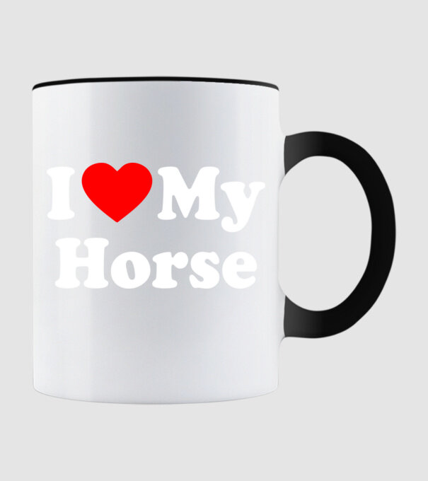 i ove my horse model negru pe tricou