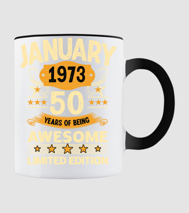 January 1973 50 years of being limited edition model negru pe tricou