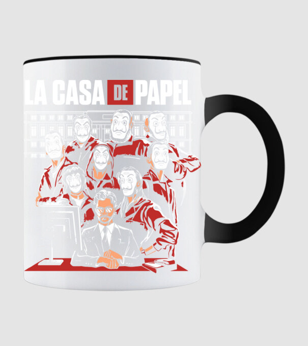 La casa de papel grupo model negru pe tricou