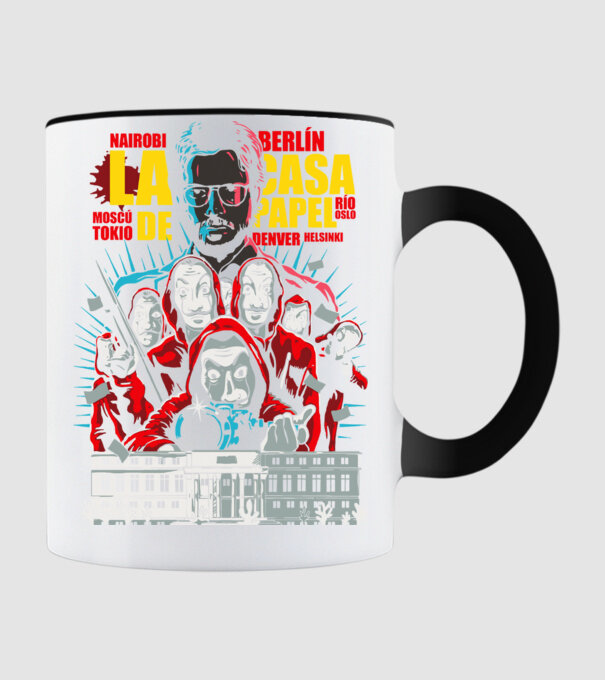 La casa de papel ilutración model negru pe tricou