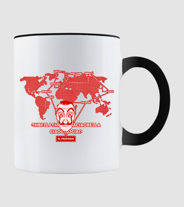 la casa de papel map model negru pe tricou