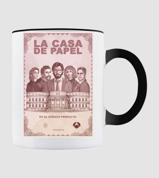 la casa de papel poster model negru pe tricou
