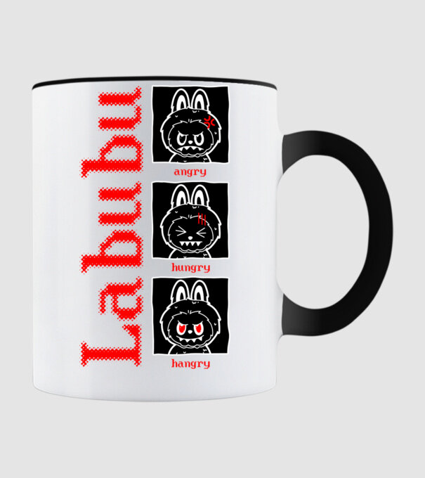 Labubu moods model negru pe tricou