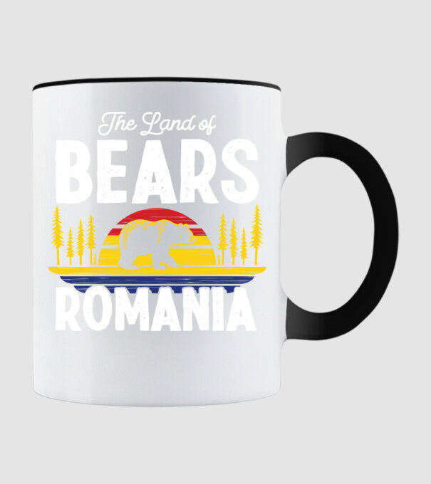 Land of Bears model negru pe tricou