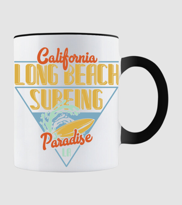 Long Beach model negru pe tricou