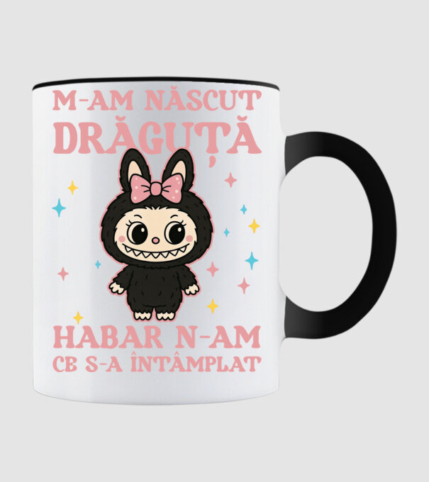 M-am născut drăguță model negru pe tricou