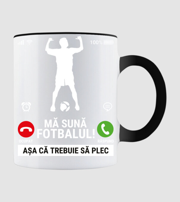 Mă sună fotbalul model negru pe tricou