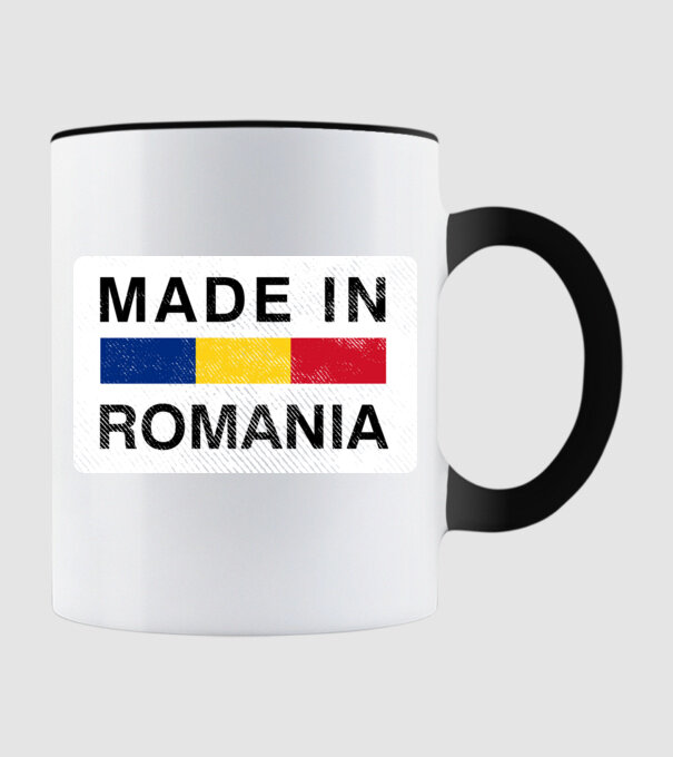 made in romania model negru pe tricou