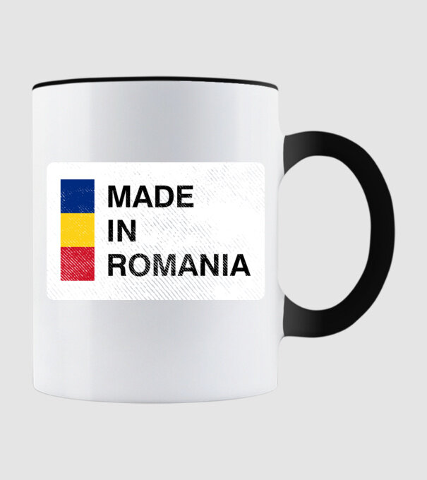 made in romania model negru pe tricou
