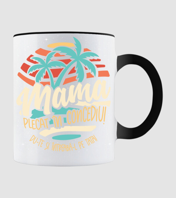 Mama Plecat în concediu model negru pe tricou