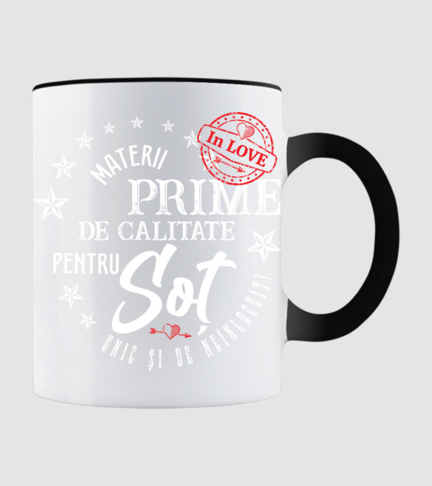 Materii prime de calitate pentru soț model negru pe tricou
