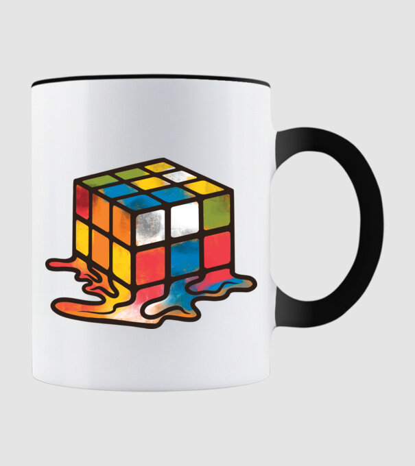Melted Rubik model negru pe tricou