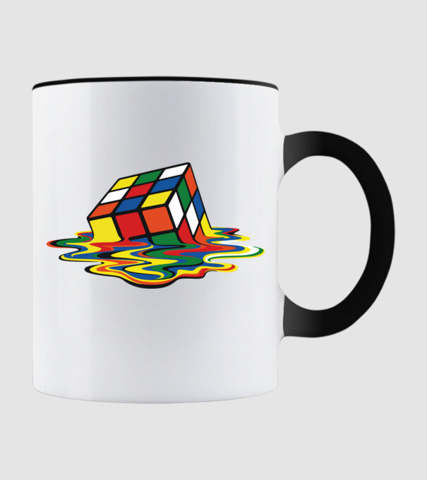 Melting Rubik model negru pe tricou