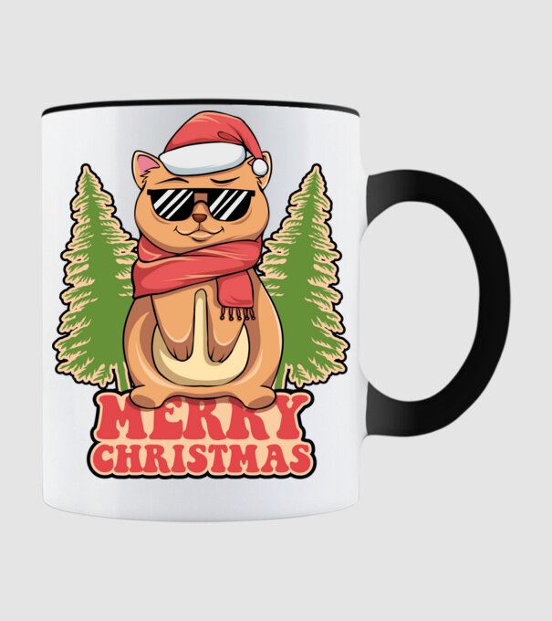 Merry christmas cat model negru pe tricou