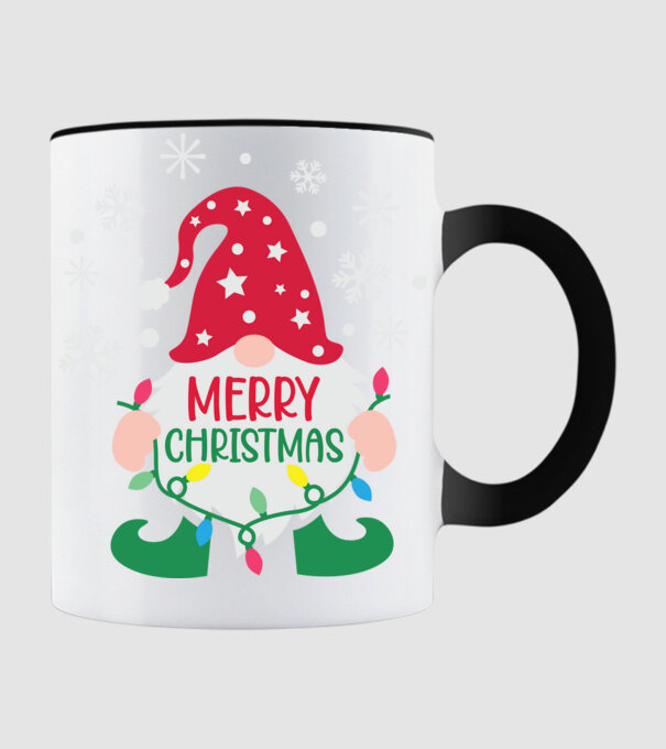 Merry christmas gnome model negru pe tricou