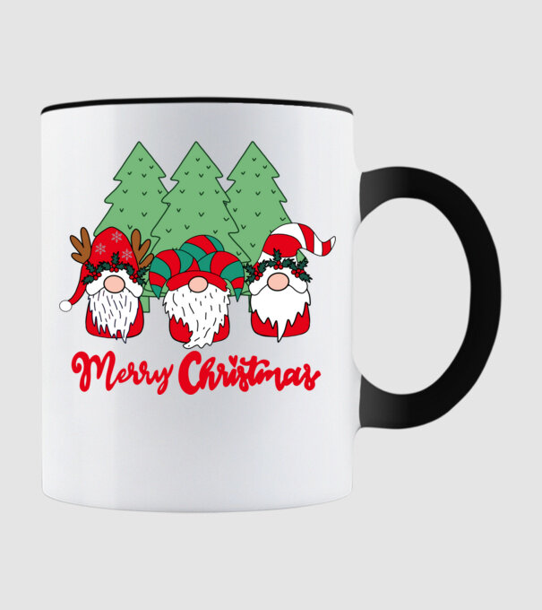 Merry christmas gnomes model negru pe tricou