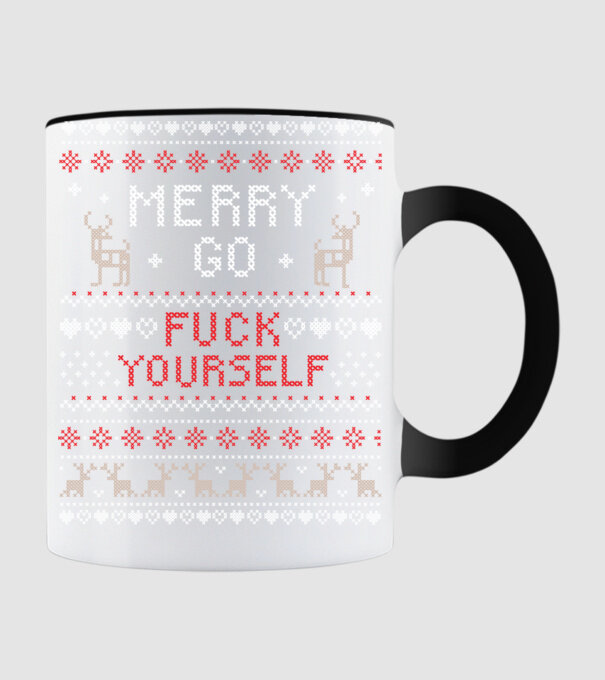 Merry go fuck yourself model negru pe tricou