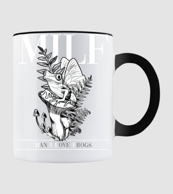 MILF man i love frogs model negru pe tricou