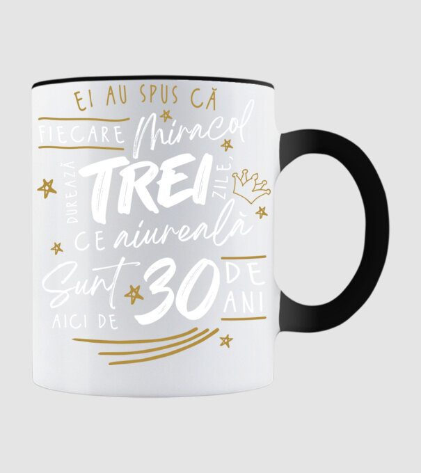 Miracol durează trei 30 de ani model negru pe tricou
