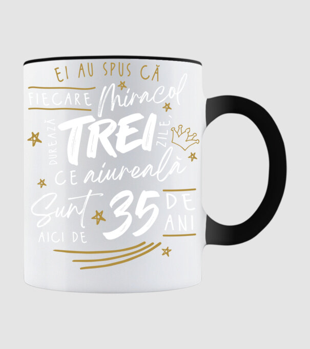 Miracol durează trei 35 de ani model negru pe tricou